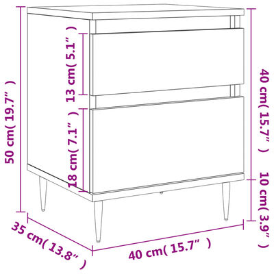 vidaXL Nachttische 2 Stk. Braun Eichen-Optik 40x35x50 cm Holzwerkstoff