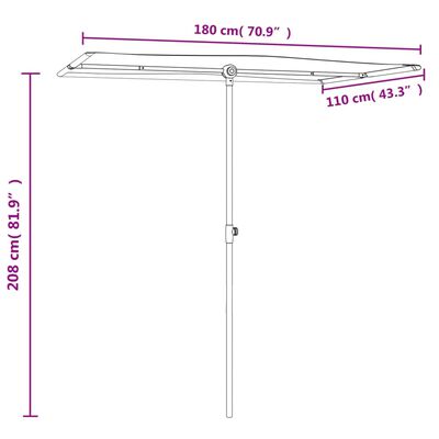 vidaXL Sonnenschirm mit Aluminium-Mast 180x110 cm Schwarz