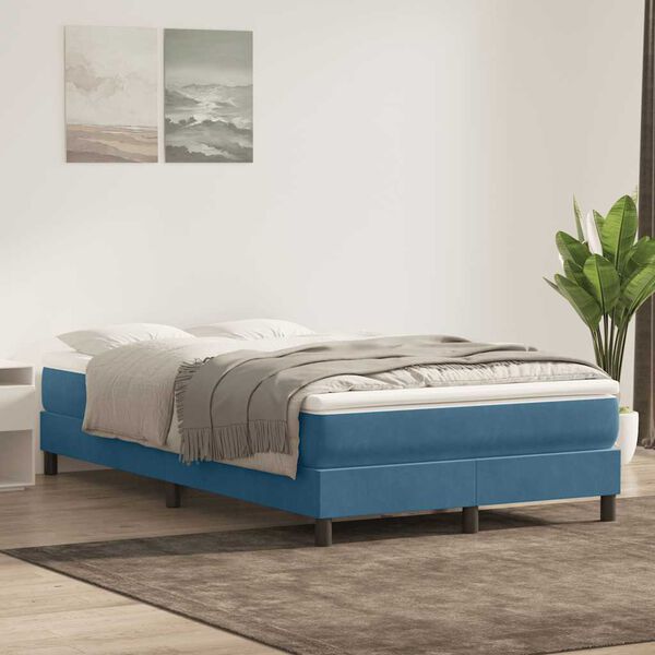 vidaXL Boxspringbett ohne Matratze Dunkelblau 120x210 cm Samt