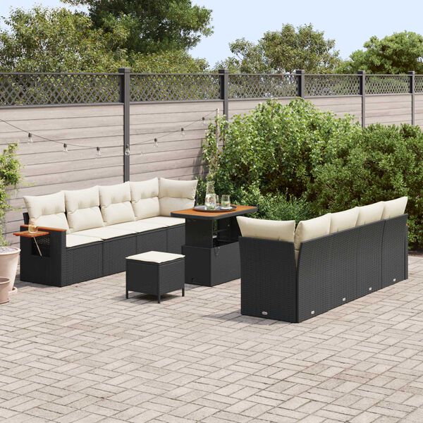 vidaXL Garten-Sofa-Set 11 pcs Schwarz und Creme 90 x 55 x 71 cm