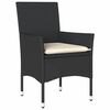 vidaXL 3-tlg. Bistro-Set mit Kissen Schwarz Poly Rattan und Glas