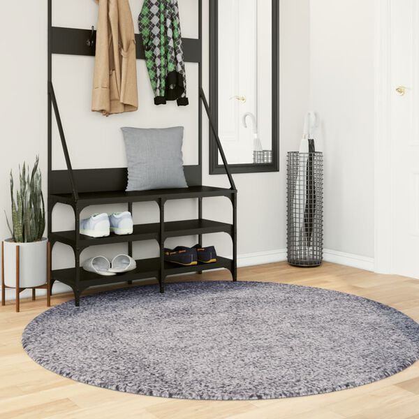 vidaXL Teppich Shaggy Hochflor Modern Blau &Oslash; 200 cm