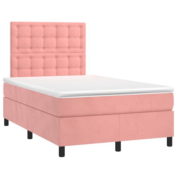 vidaXL Boxspringbett mit Matratze Rosa 120x190 cm Samt