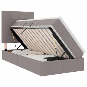 vidaXL Bett mit Stauraum und LED mit LED Taupe 90 x 200 cm Polyester