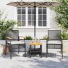 vidaXL Gartenst&uuml;hle mit Kissen 2 Stk. Schwarz Poly Rattan Akazienholz