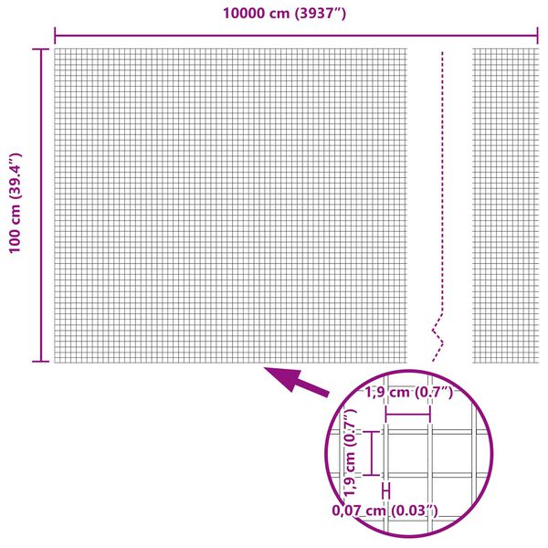 vidaXL Geschwei&szlig;ter Drahtzaun Silber 1 x 100 m