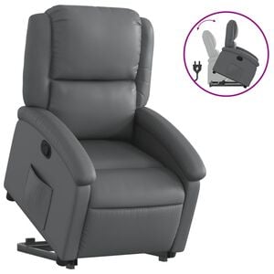 vidaXL Relaxsessel mit Aufstehhilfe Grau Kunstleder