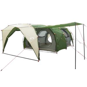 vidaXL Tunnelzelt 6 Personen Gr&uuml;n 185T Polyester mit PU-Beschichtung