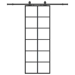 vidaXL Schiebet&uuml;r mit Beschlag Schwarz 76x205 cm ESG-Glas