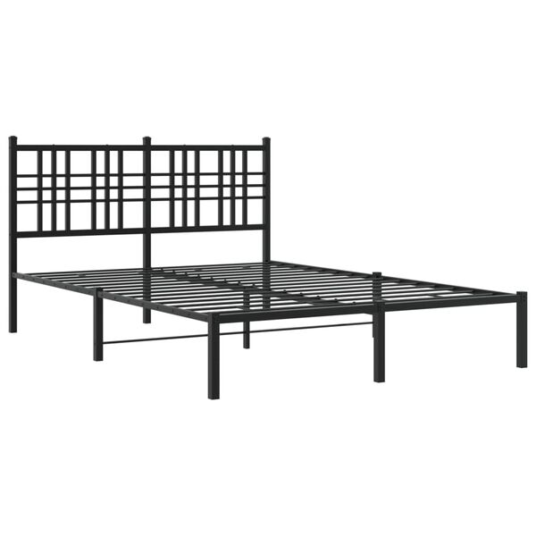 vidaXL Bettgestell mit Kopfteil Metall Schwarz 120x190 cm