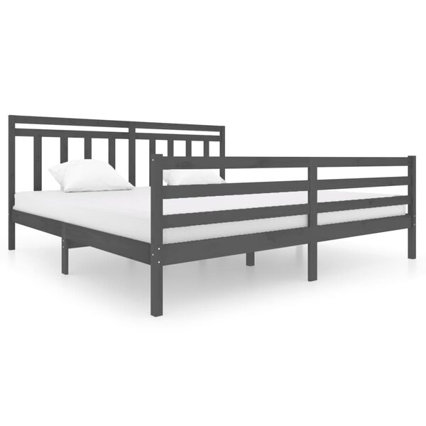 vidaXL Massivholzbett Grau 200x200 cm