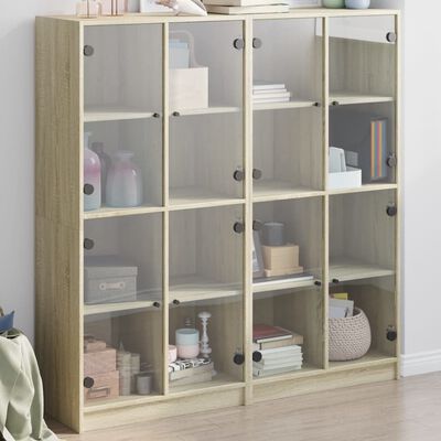 vidaXL Bücherschrank mit Türen Sonoma-Eiche 136x37x142cm Holzwerkstoff