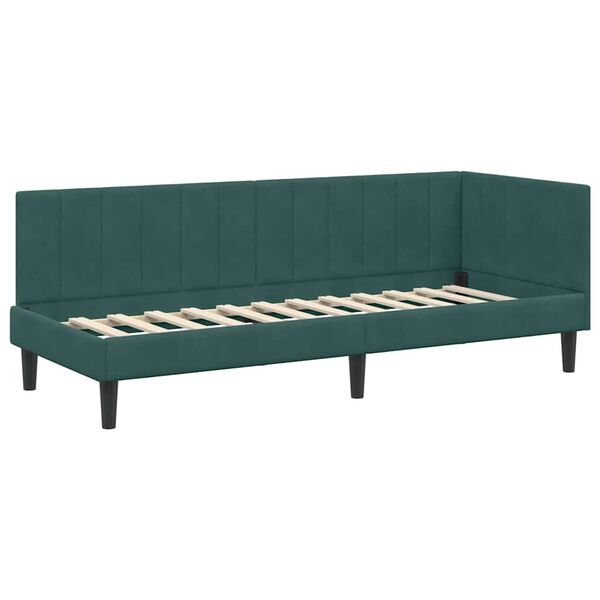 vidaXL Eckbettgestell mit Kopfteil Dunkelgr&uuml;n 80 cm x 200 cm Samt