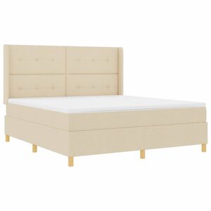 vidaXL Boxspringbett mit LED-Lichtleisten Creme 180 x 200 cm Stoff