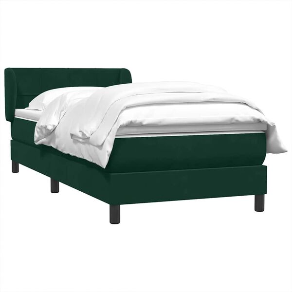 vidaXL Boxspringbett mit Matratze Dunkelgr&uuml;n 100x210 cm Samt