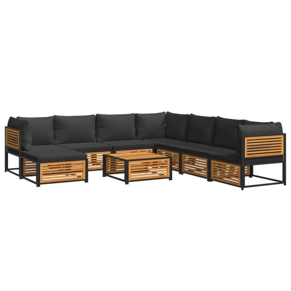 vidaXL 9-tlg. Garten-Sofagarnitur mit Kissen Massivholz Akazie