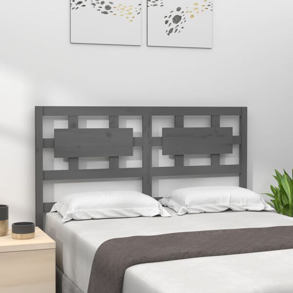 vidaXL Bett-Kopfteil Grau 205,5x4x100 cm Massivholz Kiefer