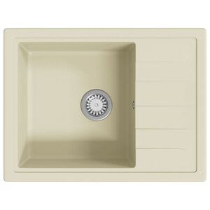 vidaXL K&uuml;chensp&uuml;le mit &Uuml;berlauf Oval Beige Granit