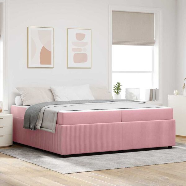 vidaXL Bettrahmen mit Matratze Rosa 200 x 200 cm Stoff