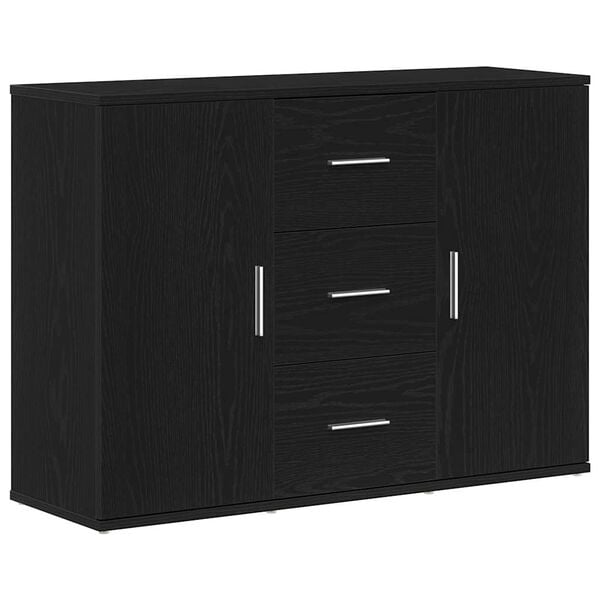 vidaXL Sideboard Schwarz Eichen-Optik 91x29,5x65 cm Holzwerkstoff