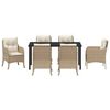 vidaXL Garten Essgruppe mit Kissen 7 pcs Beige Poly-Rattan