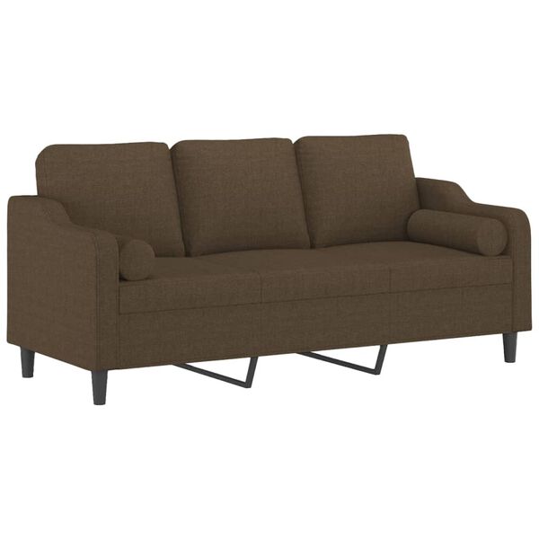 vidaXL 3-Sitzer-Sofa mit Kissen Braun 180 cm Stoff