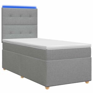 vidaXL Boxspringbett mit Matratze Hellgrau 80 x 200 cm Stoff