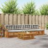 vidaXL Outdoor-Sofagarnitur mit Kissen 5 pcs Nat&uuml;rlich und Hellgrau