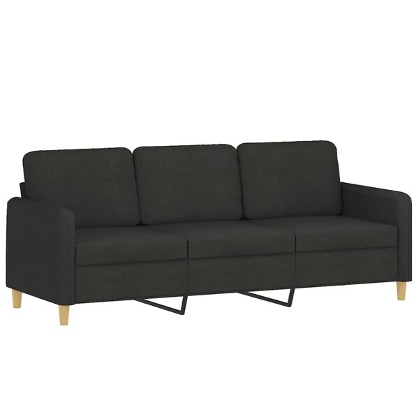 vidaXL 3-Sitzer-Sofa mit Zierkissen Schwarz 180 cm Stoff