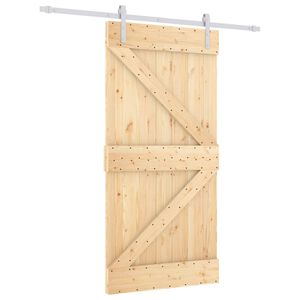 vidaXL Schiebet&uuml;r 100 x 210 cm Massives Kiefernholz Nat&uuml;rlich und Wei&szlig;