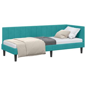 vidaXL Eckbettgestell mit Kopfteil T&uuml;rkis 80 cm x 200 cm Samt