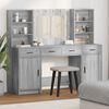 vidaXL Schminktischset mit LED 3 pcs Graues Sonoma Holzwerkstoff