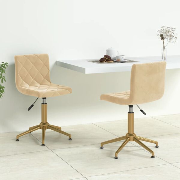 vidaXL Esszimmerst&uuml;hle 2 Stk. Drehbar Creme Samt