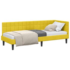 vidaXL Eckbettgestell mit Kopfteil Gelb 80 cm x 200 cm Samt