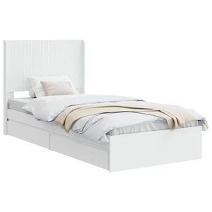 vidaXL Bettgestell mit Stauraum und Kopfteil Wei&szlig; 90 x 200 cm