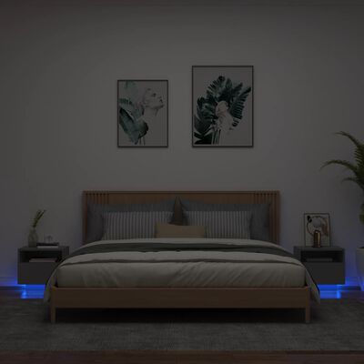 vidaXL Nachttische mit LED-Leuchten 2 Stk. Schwarz 40x39x37 cm
