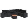 vidaXL 8-tlg. Garten-Sofagarnitur mit Kissen Schwarz Poly Rattan