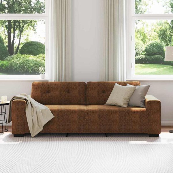 vidaXL | Sofa | mit Kissen Braun Kunstleder & Holz