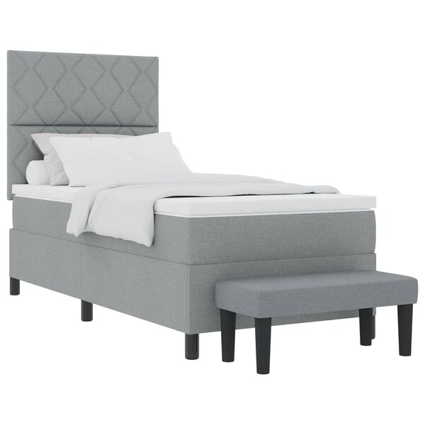 vidaXL Boxspringbett mit Matratze Hellgrau 100 x 200 cm Stoff