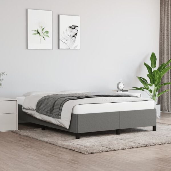 vidaXL Bettgestell ohne Matratze Dunkelgrau 140x200 cm Stoff