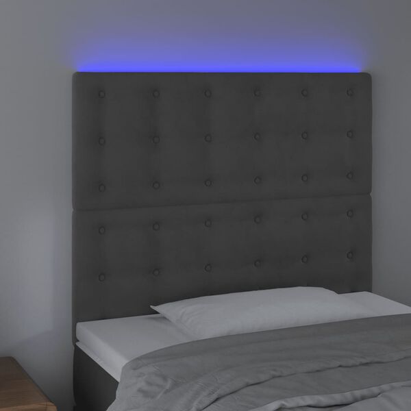 vidaXL LED Kopfteil Dunkelgrau 90x5x118/128 cm Samt