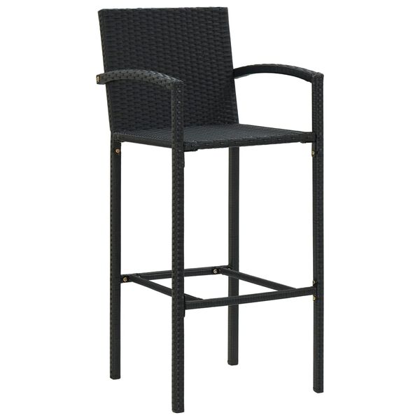 vidaXL 3-tlg. Garten-Bar-Set mit Armlehnen Poly Rattan Schwarz