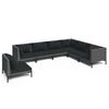 vidaXL 7-tlg. Garten-Lounge-Set mit Kissen Poly Rattan Dunkelgrau