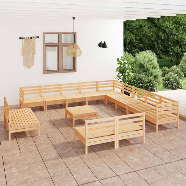 vidaXL 14-tlg. Garten-Lounge-Set Massivholz Kiefer