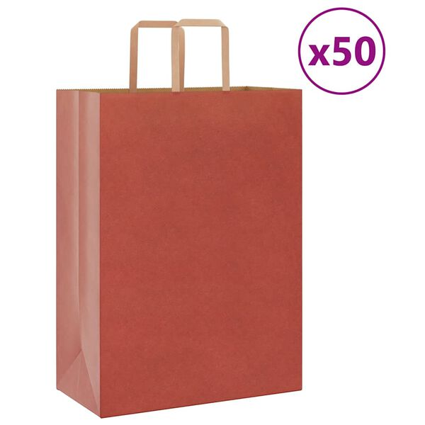 vidaXL Papiertragetaschen 50 Stk. mit Henkeln Rot 32x17x44 cm