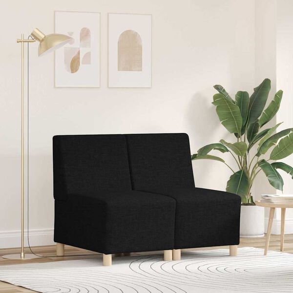 vidaXL Modulares Armfreies Sofa 2 pcs Schwarz 55 x 74 x 82 cm Stoff