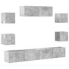 vidaXL 7-tlg. TV-Schrank-Set Betongrau Holzwerkstoff