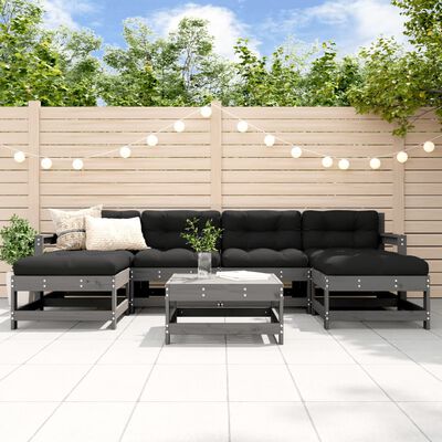 vidaXL 7-tlg. Garten-Lounge-Set Grau Massivholz Kiefer