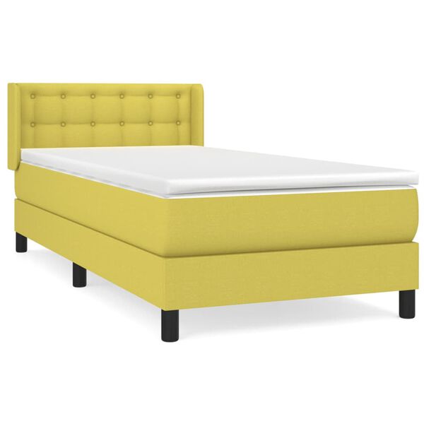vidaXL Boxspringbett mit Matratze Gr&uuml;n 100x200 cm Stoff