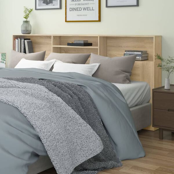 vidaXL Kopfteil mit Ablagen Sonoma-Eiche 220x19x103,5 cm